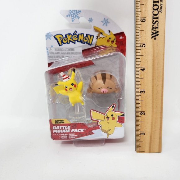 Pokemon Battle Feature Pack Pikachu w/ Santa Hat and Swinub Figures - Picture 8 of 9